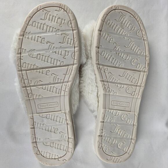 JUICY COUTURE WOMEN'S WHITE FAUX FUR JC-HELINA-2 FLAT SLIPPERS SIZE US 11 - Picture 6 of 10